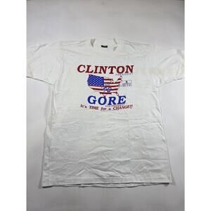 Vintage 90s Clinton Gore Election 1992 Political Single Stitch Shirt Size Large
